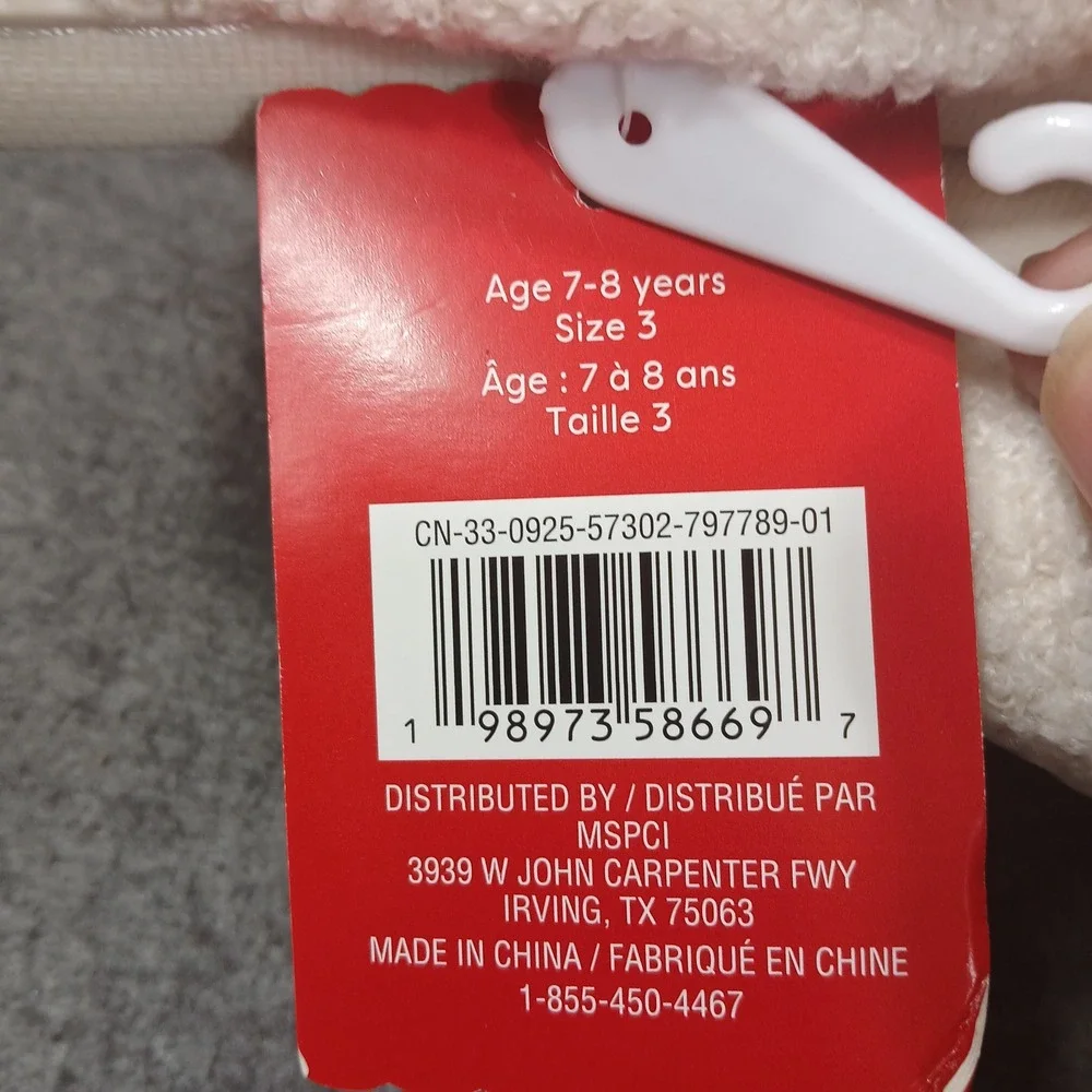 Ashland Slippers Kids Size 3 White Red Cherry Valentine's Day Sherpa House Shoes